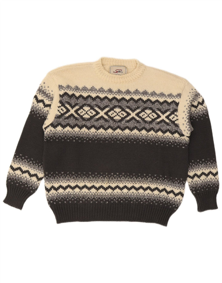Silvy Mens Crew Neck Jumper Sweater IT 48 Medium Multicoloured Fair Isle
