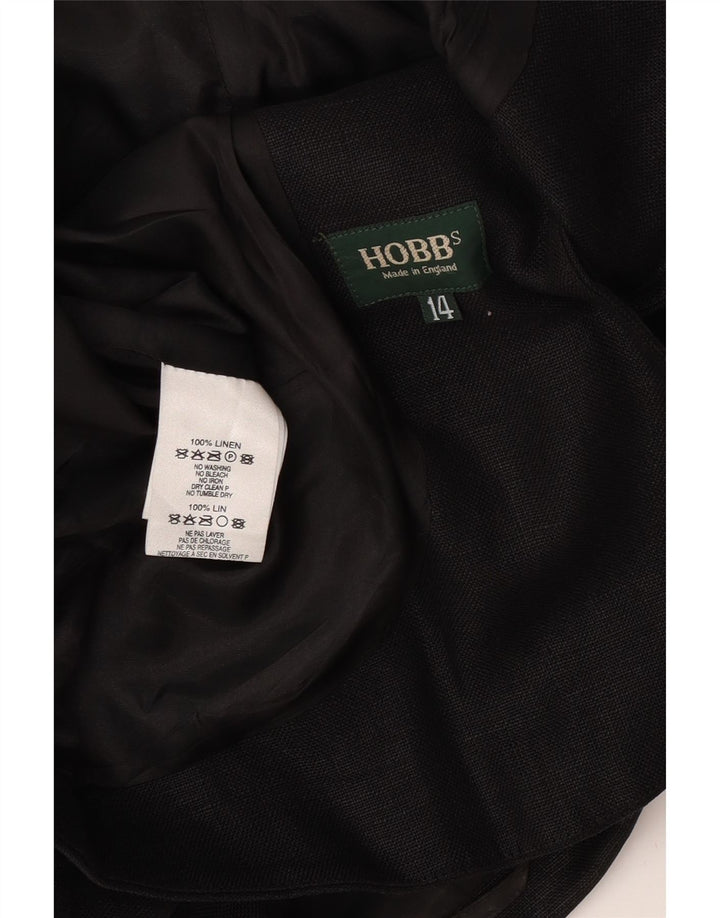 Hobbs Womens Crop 3 Button Blazer Jacket UK 14 Medium Black Linen