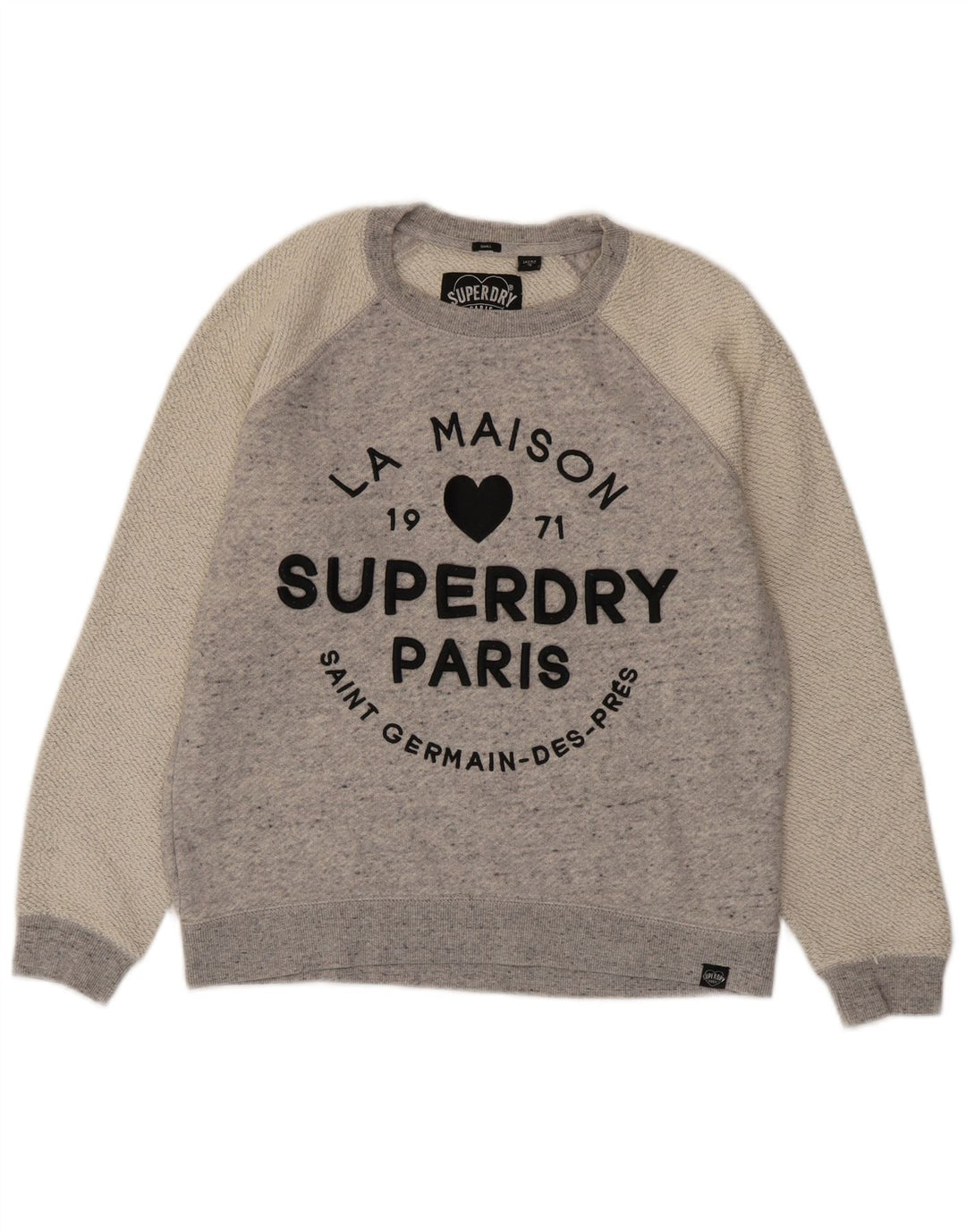 Superdry Womens Graphic Sweatshirt Jumper UK 10 Small Grey Colourblock