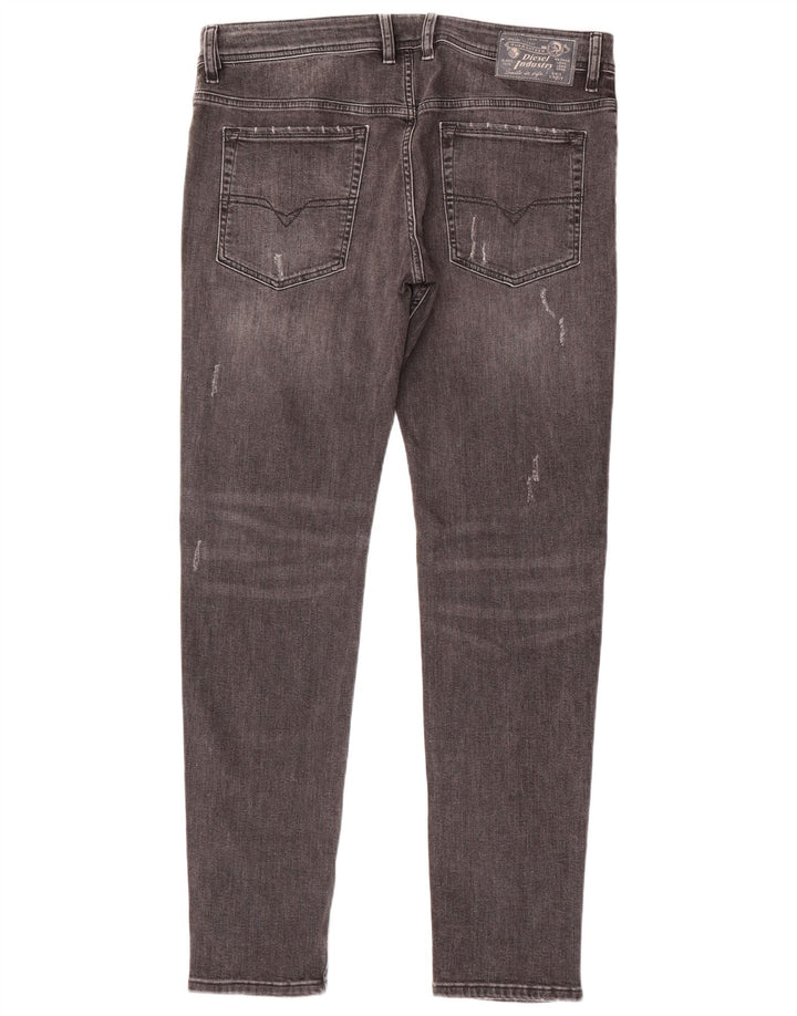 Diesel Mens Distressed Slim Jeans W36 L32 Grey Cotton