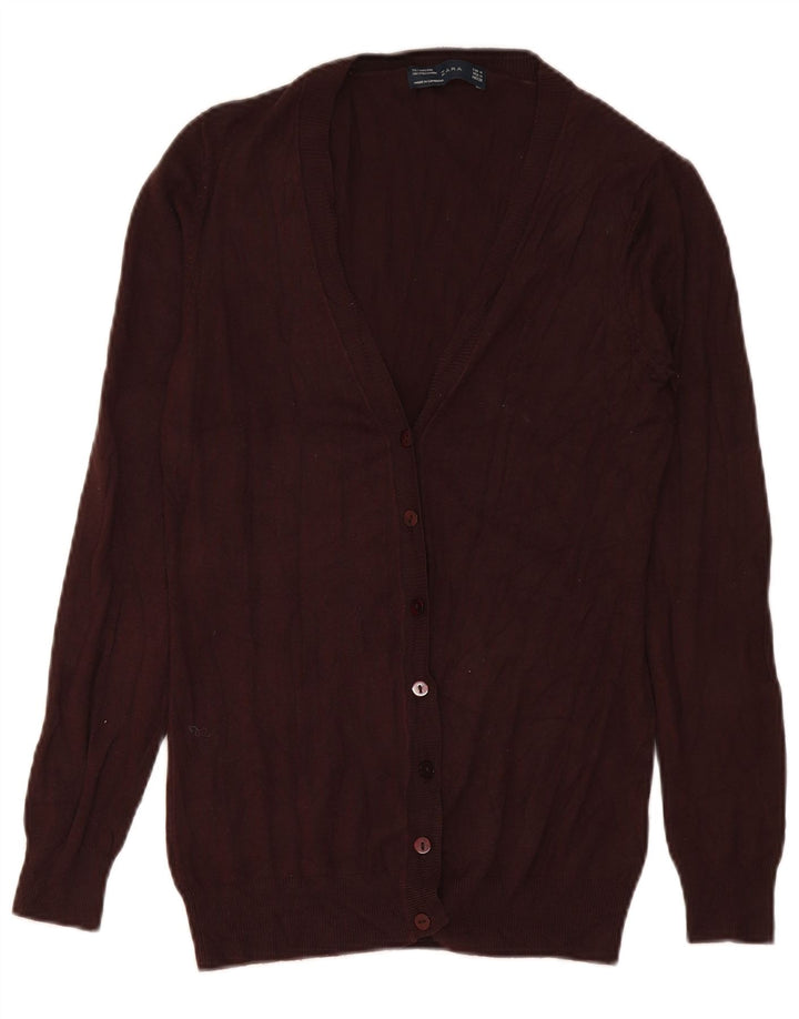 Zara Womens Cardigan Sweater UK 12 Medium Brown Viscose