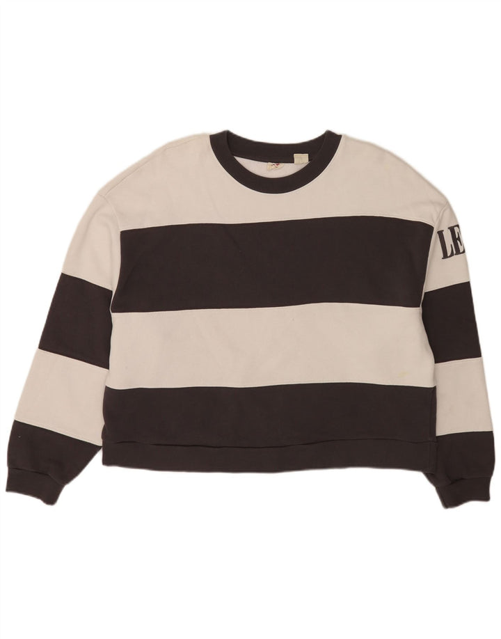 Levi's Womens Oversized Crop Sweatshirt Jumper UK 14 Medium Black Striped