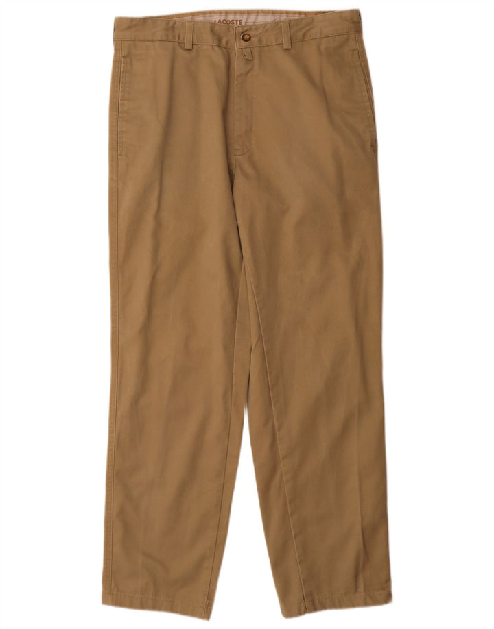 Lacoste Mens Straight Chino Trousers Size 40 Medium W32 L30 Beige