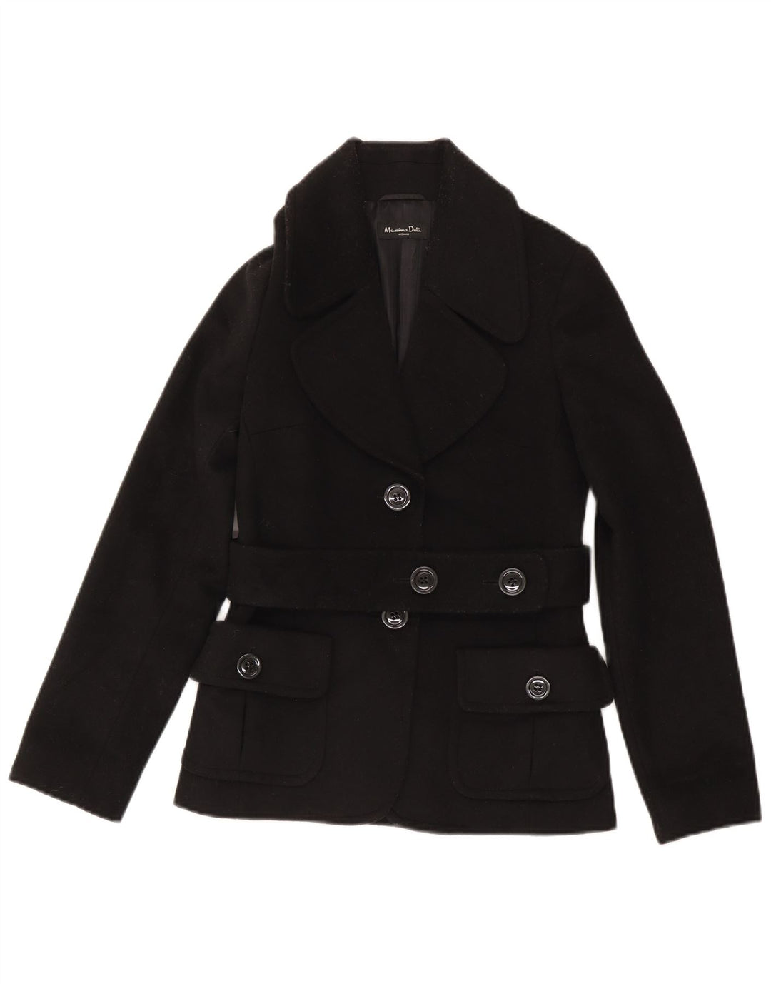 Massimo Dutti Womens 2 Button Blazer Jacket EU 36 XS Black Wool