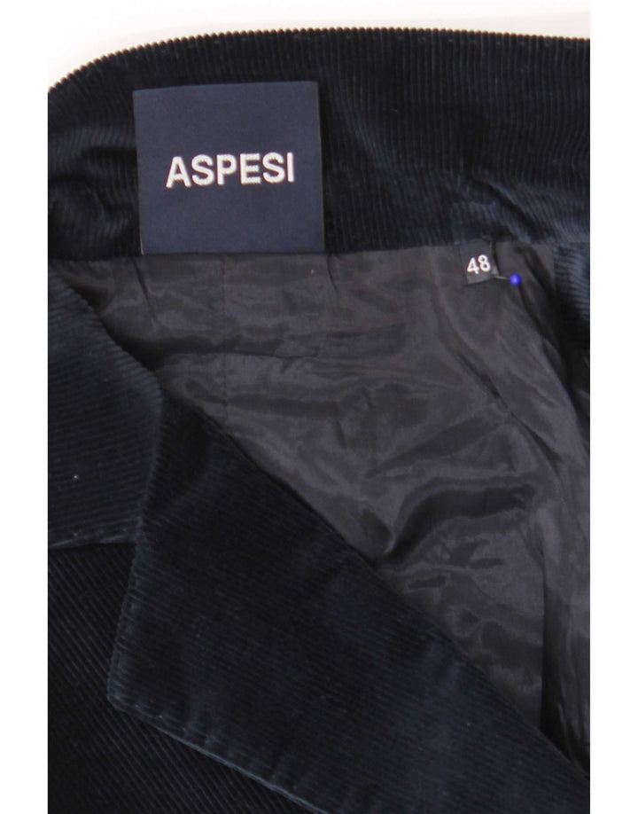 Aspesi Dame 2-knaps Corduroy Blazer Jacket IT 48 XL Marineblå Bomuld