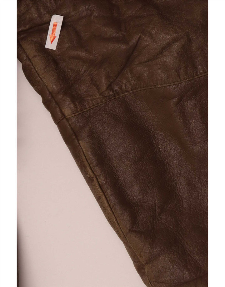 Vintage Herre Classic Fit Læderjakke UK 40 Stor Brun