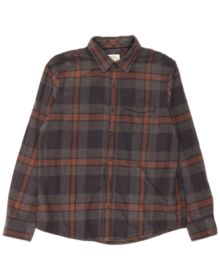 Fat Face Mens Flannel Shirt Large Grey Plaid Cotton