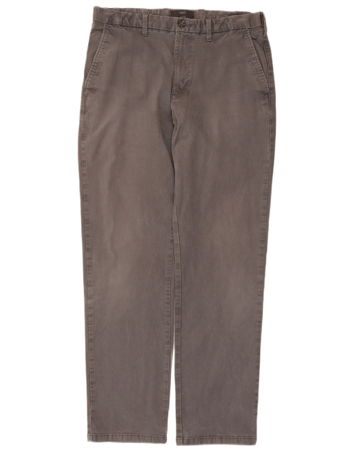 Marks & Spencer Mens Regular Chino Trousers W34 L31 Grey Cotton