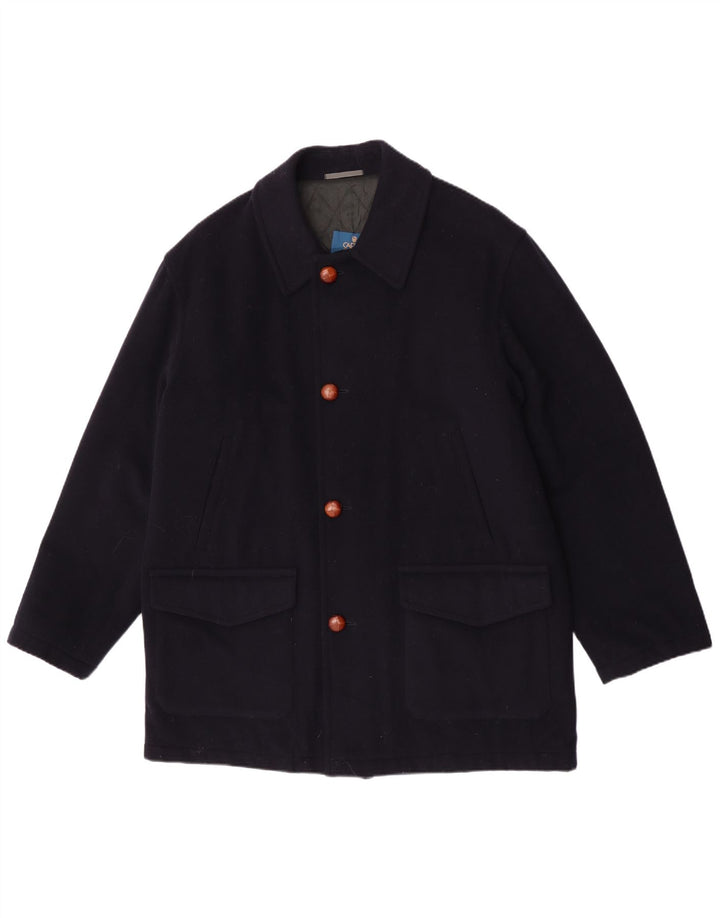 Caesar Herrenmantel UK 42 XL Marineblaue Schurwolle