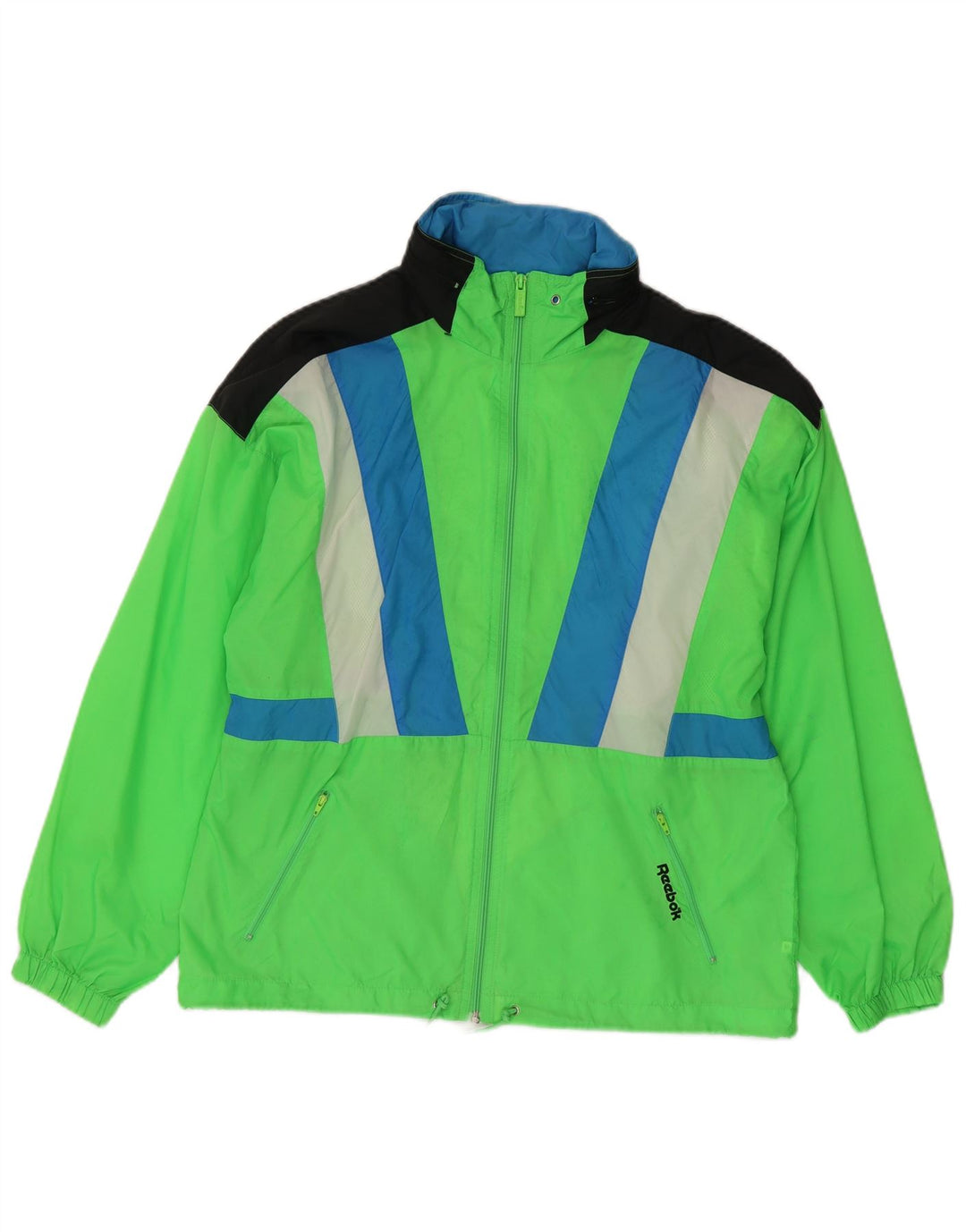 Reebok Mens Rain Jacket UK 38 Medium Green Colourblock Nylon
