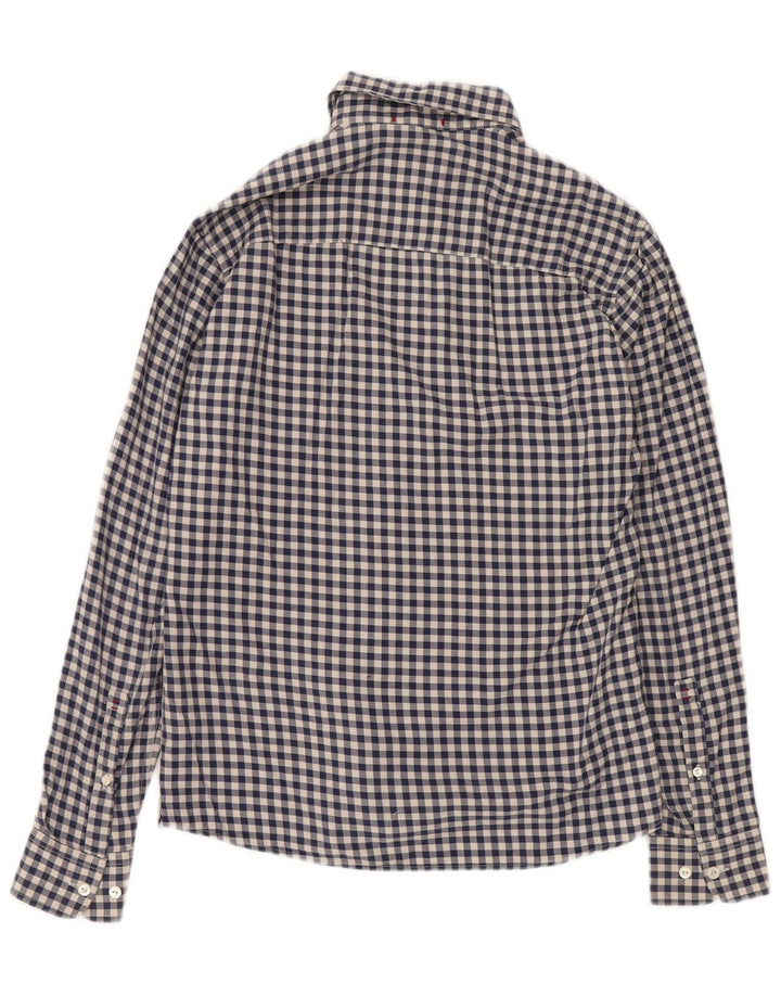 WOOLRICH Mens Flannel Shirt XS Navy Blue Gingham Cotton