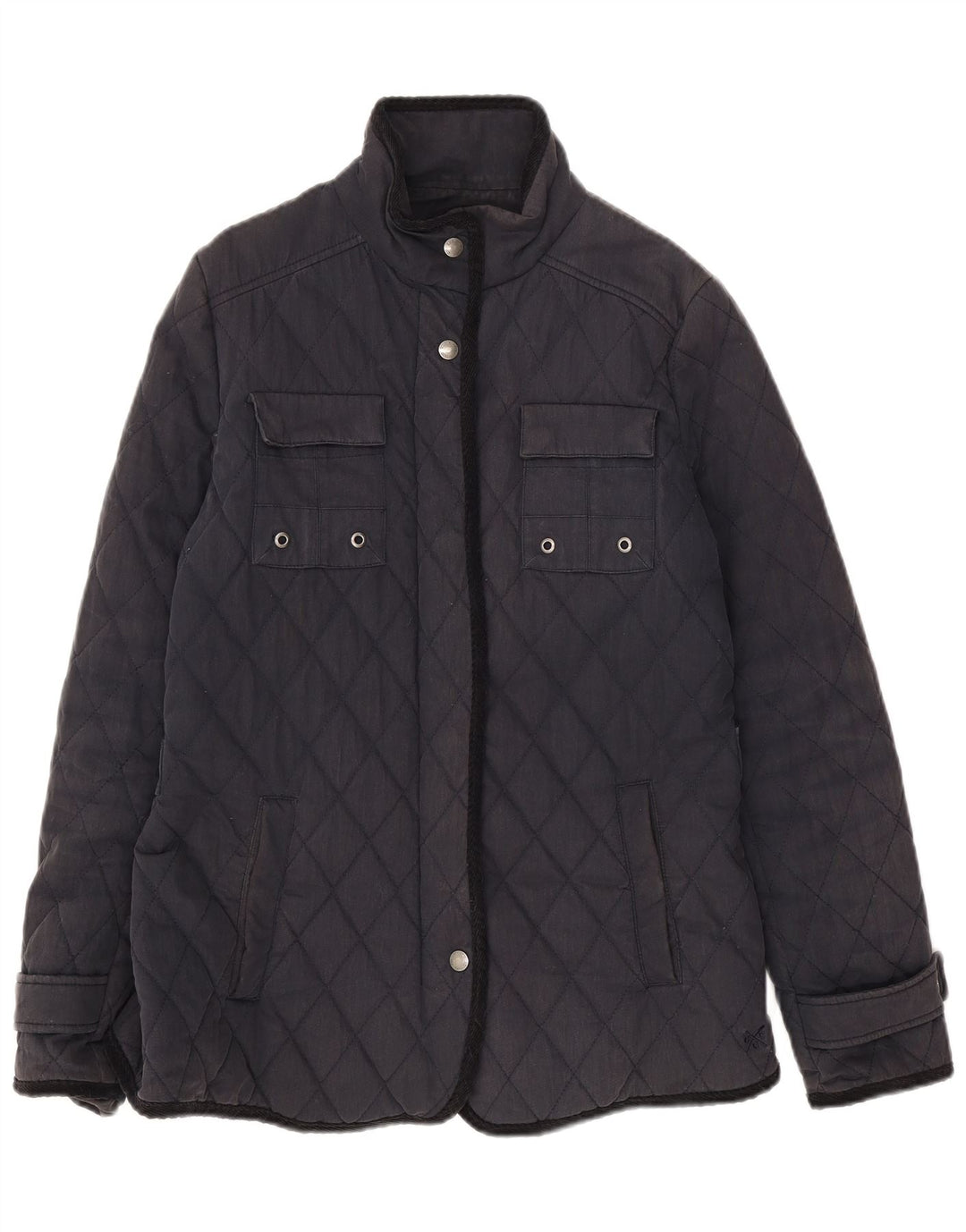 Crew Clothing Dame Quiltet Jakke UK 12 Medium Navy Blue Bomuld