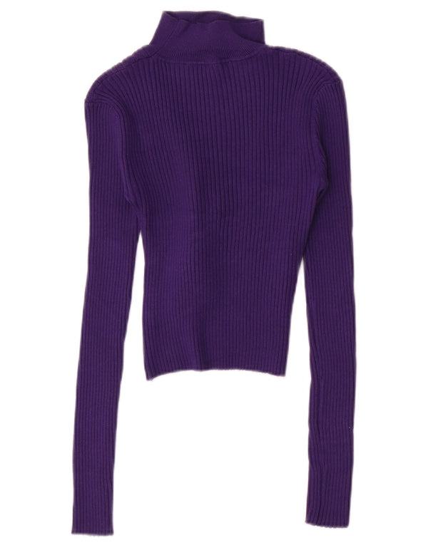 Zara Womens Crop Top Langærmet UK 8 Small Purple Viscose