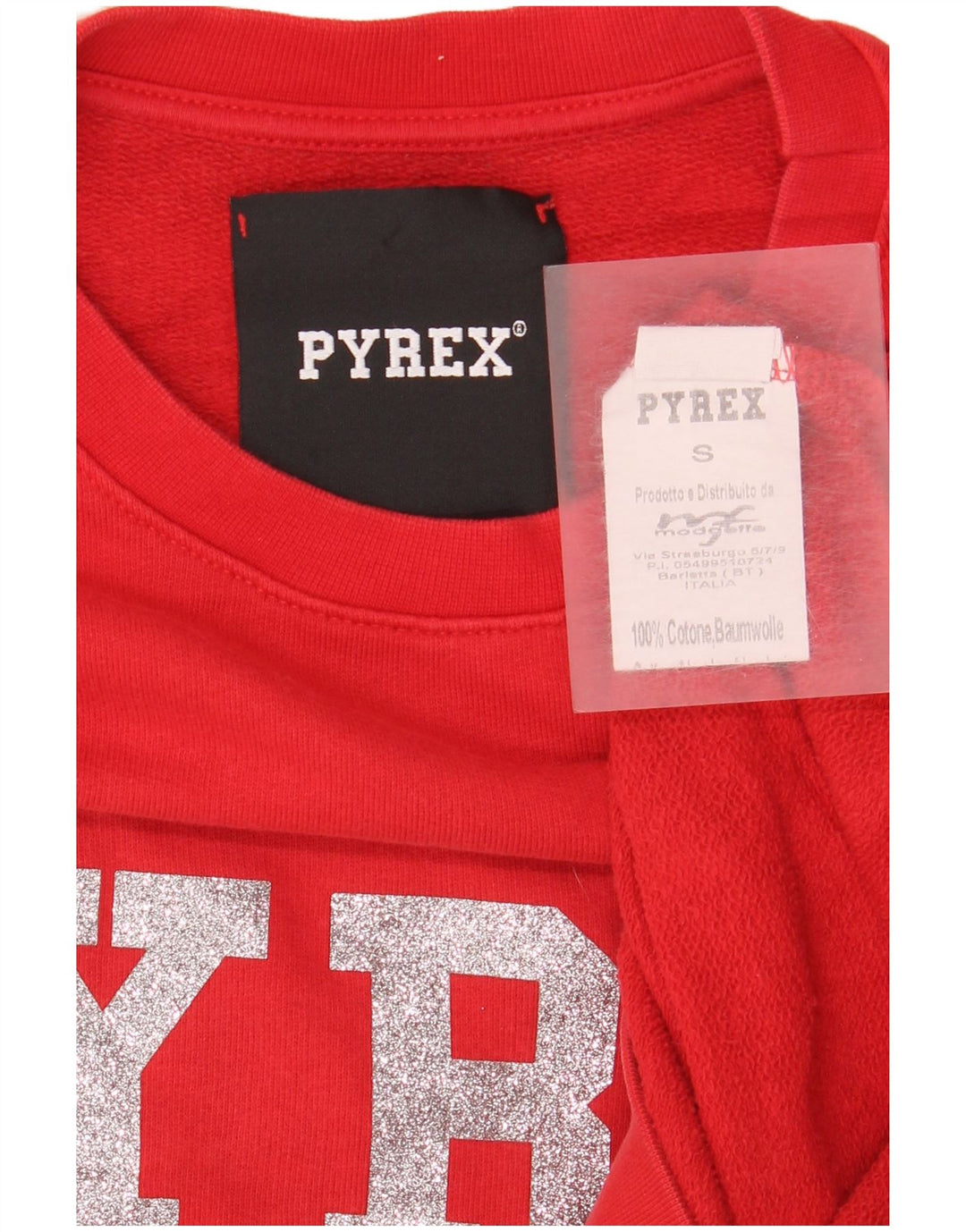 Pyrex Sweat-shirt surdimensionné graphique pour femme UK 10 Petit coton rouge