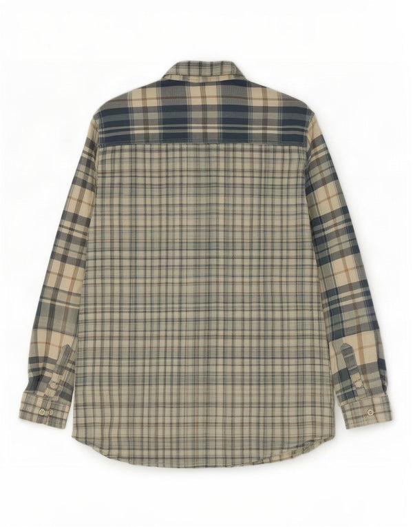 Zara Herren-Flanellhemd mit entspannter Passform, XL, blau karierte Baumwolle