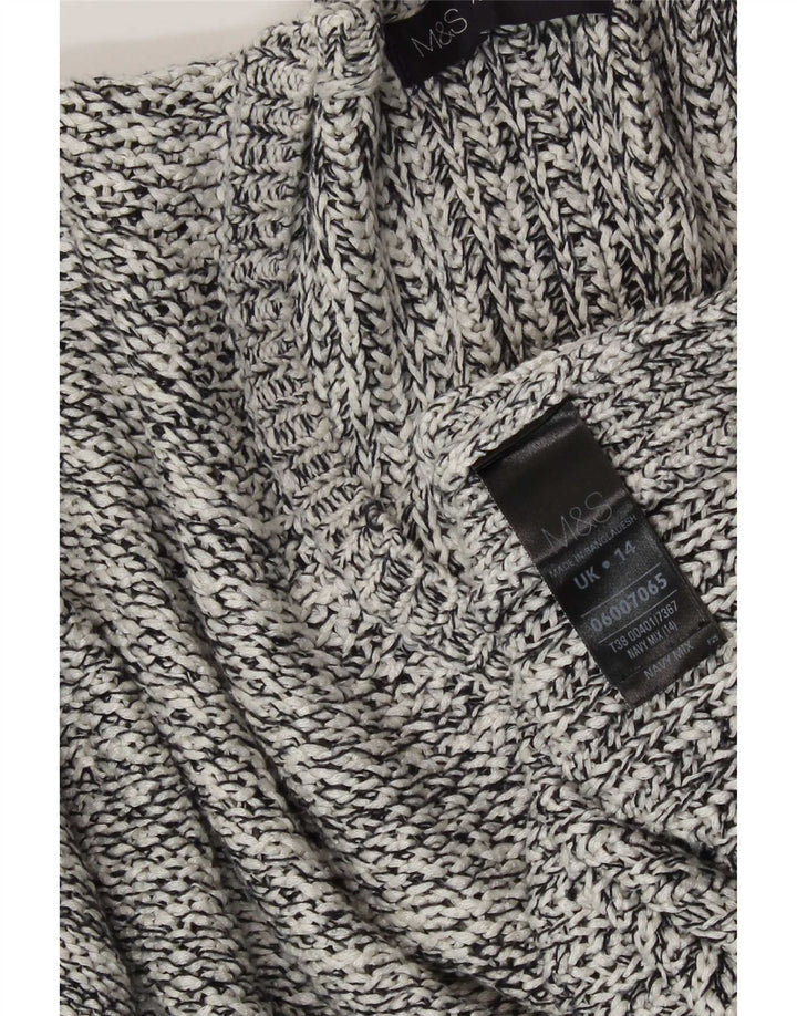 Marks & Spencer Womens V-Neck Jumper Sweater UK 14 Medium Navy Blue Flecked