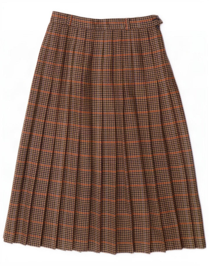 Женская плиссированная юбка Avoca Medium W28 Коричневая с узором «гусиные лапки», новая шерсть