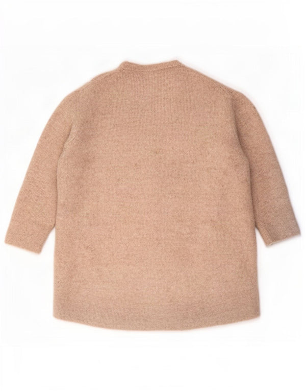 Pulover pentru femeie Zara, cu mâneci 3/4, cu gât crew, Bej mediu UK 14