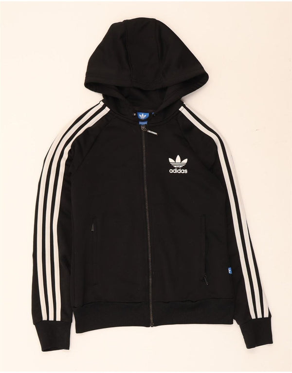 Adidas Girls Zip Hoodie Sweater 7-8 Years Black Polyester