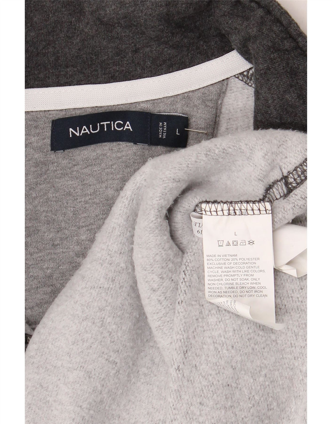 Nautica Mens Zip Neck Sweatshirt Jumper Large Grey Cotton