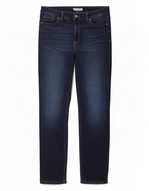 Marks & Spencer Womens Straight Jeans UK 14 Large W32 L29 Navy Blue Cotton