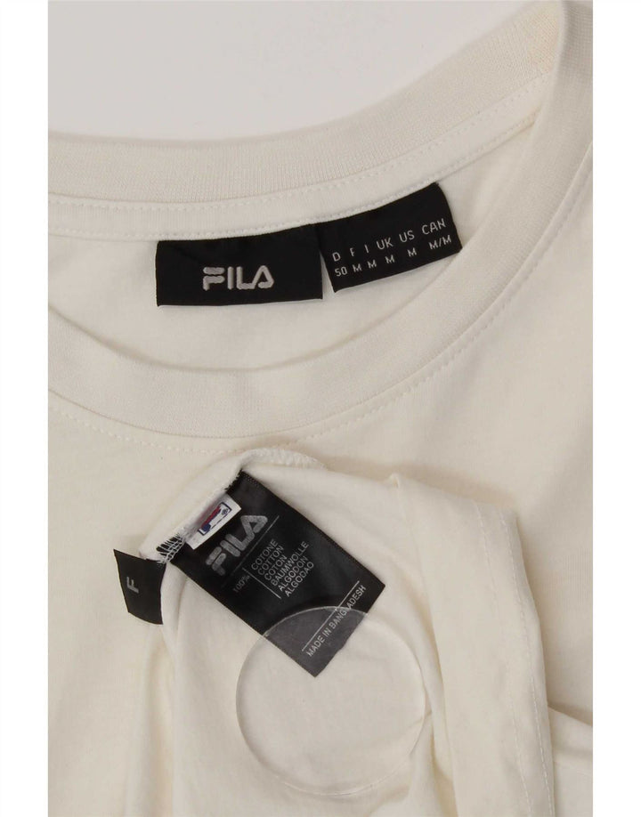 Fila Herre Grafisk T-Shirt Top Medium Hvid Bomuld