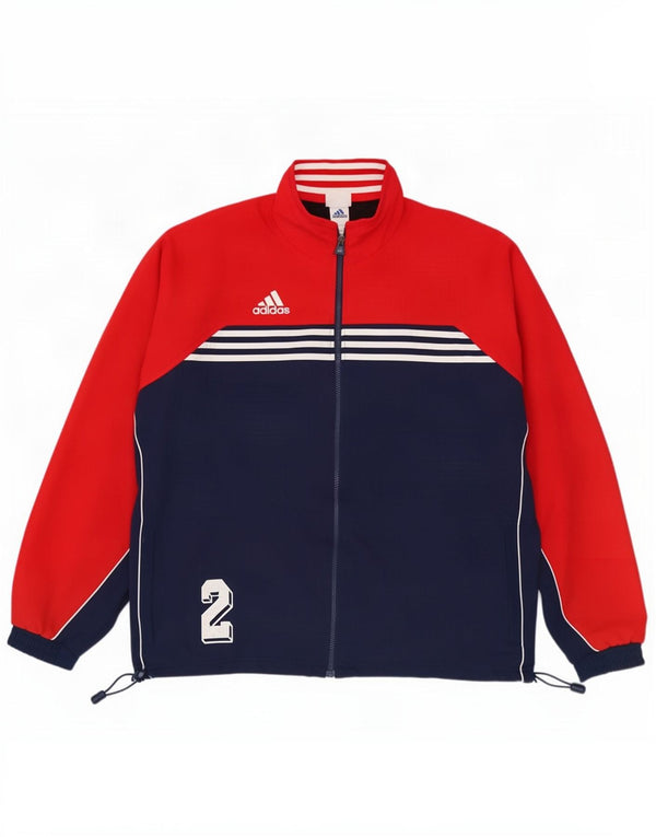 Adidas Mens Loose Fit Tracksuit Top Jacket UK 44/46 Large Red Colourblock