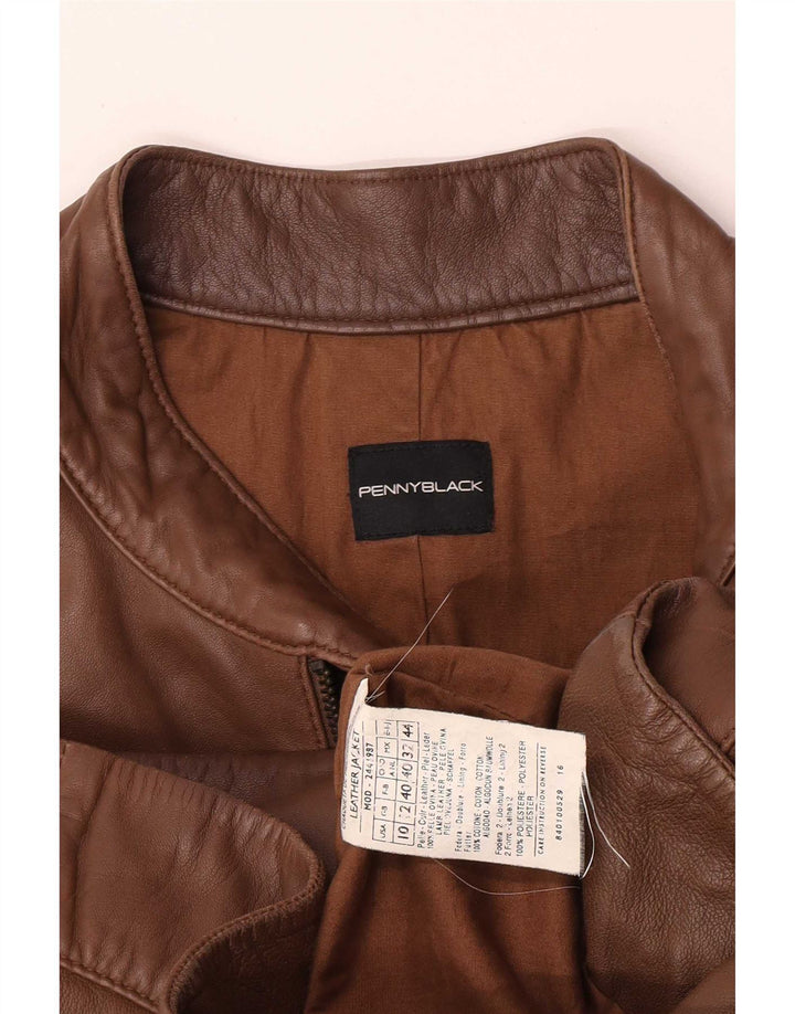 Penny Black Womens Leather Jacket UK 12 Medium Brown Lambskin