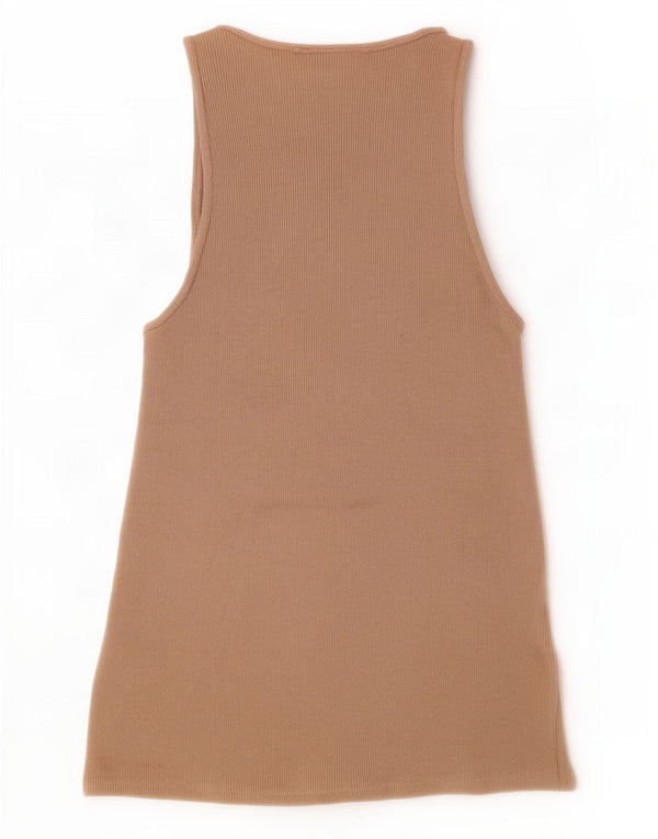 Zara Womens Vest Top UK 10 Pequeno Bege