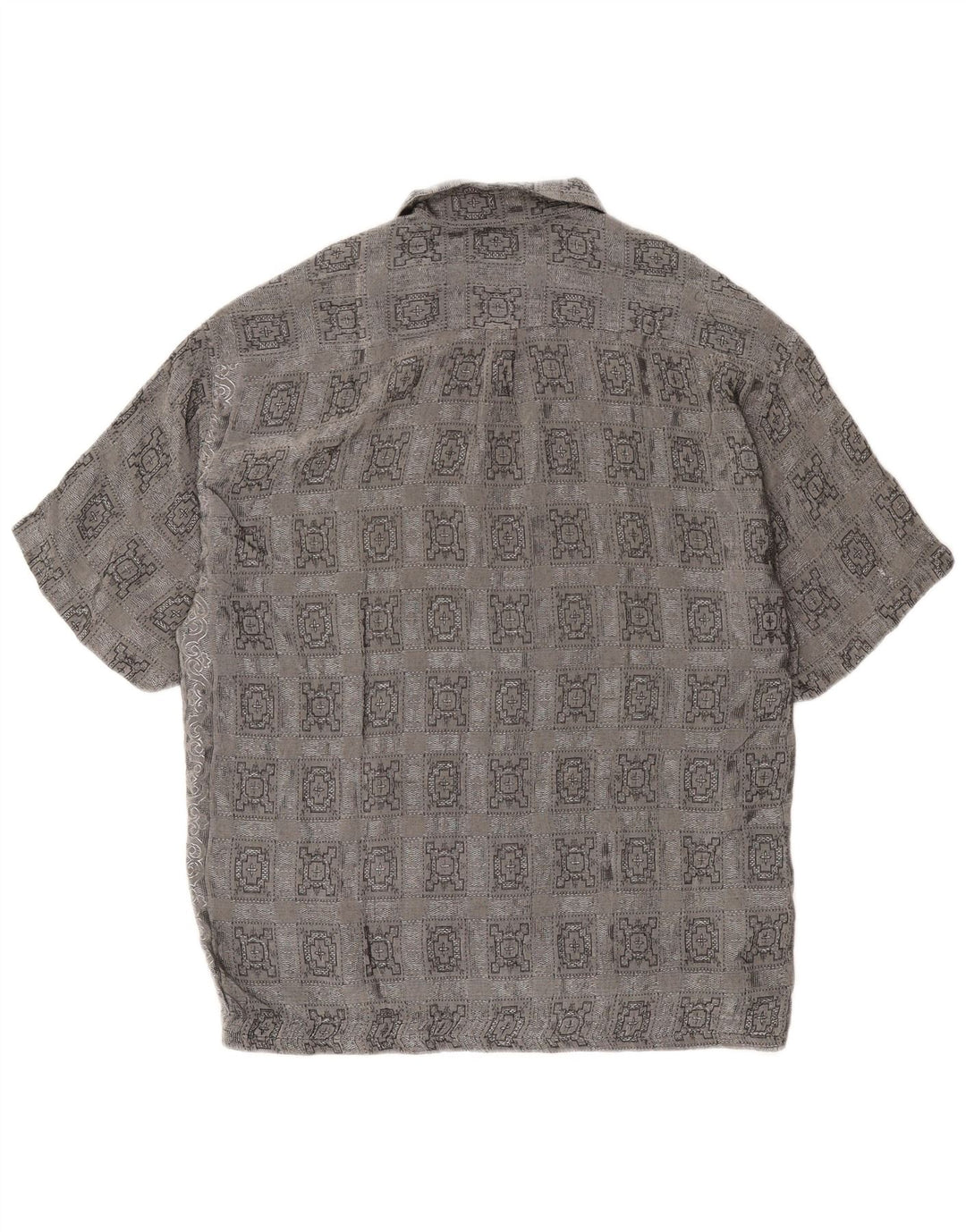 Camisa masculina vintage de manga curta grande acetato xadrez cinza