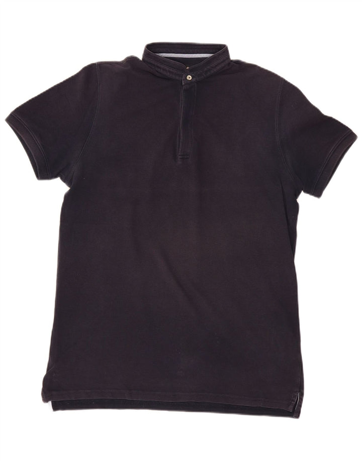 MASSIMO DUTTI Mens Polo Shirt Large Navy Blue Cotton