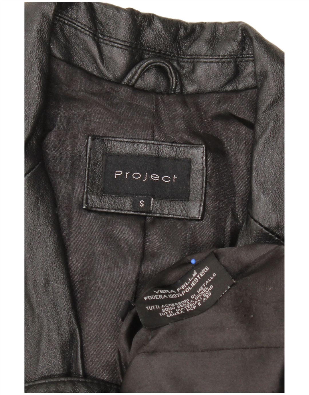 PROJECT Womens 2 Button Leather Blazer Jacket UK 10 Small Black Leather