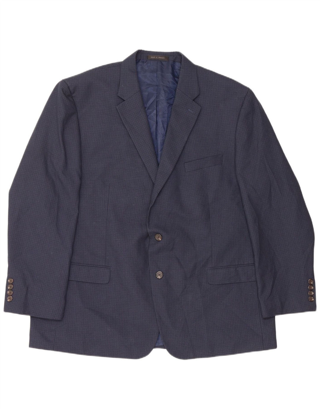 Chaps Mens Blazer Jacket EU 50 Large Navy Blue Houndstooth Polyester