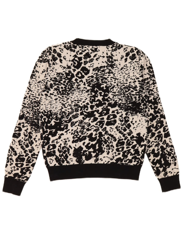 Diesel Womens Crew Neck Jumper Sweater UK 10 Small Black Animal Print