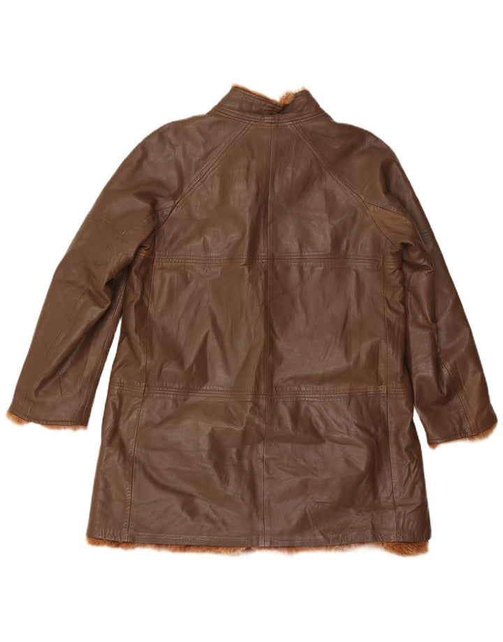 veste en cuir femme vintage UK 12 Brun moyen