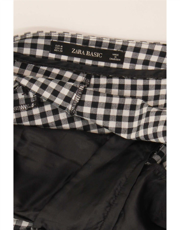Zara Womens Slim Chino Trousers Medium W30 L26 Black Gingham