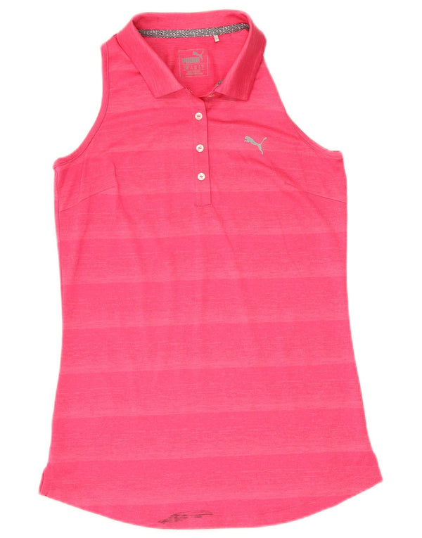 Puma Womens Sleeveless Polo Shirt UK 8 Small Pink Striped