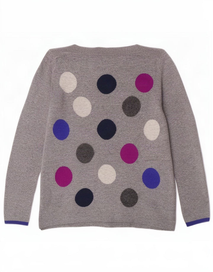 Damski sweter z dekoltem w łódkę White Stuff UK 10, mały, szary, geometryczny