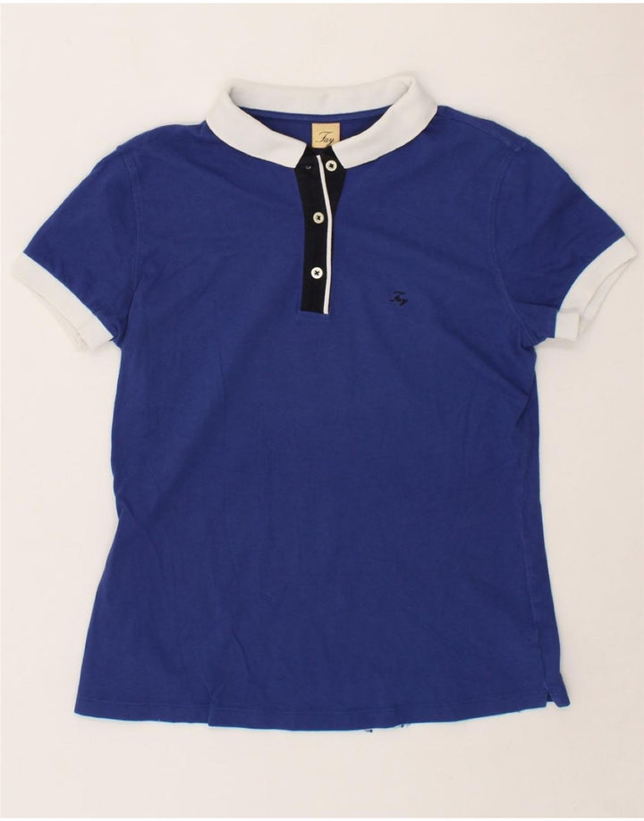 FAY Womens Polo Shirt UK 14 Medium Blue Cotton Vintage Fay and Second-Hand Fay from Messina Hembry 