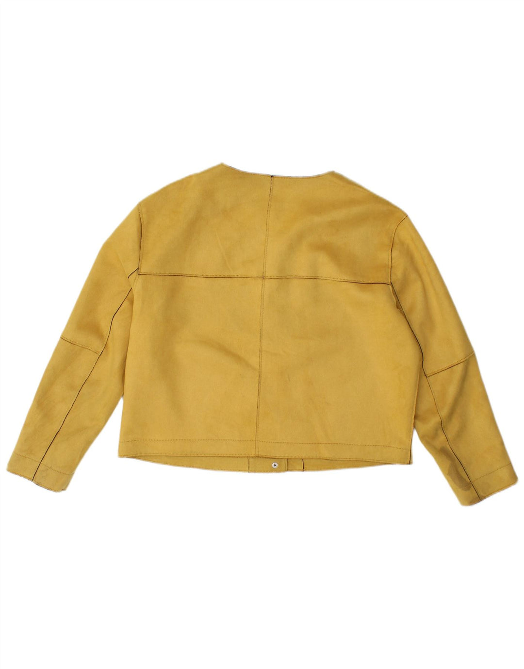 Zara Womens Crop Bomber Jacket UK 16 Grand Jaune