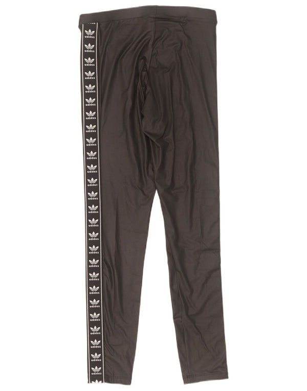 Adidas Damen Graphic Leggings UK 10 Small Schwarz Polyester