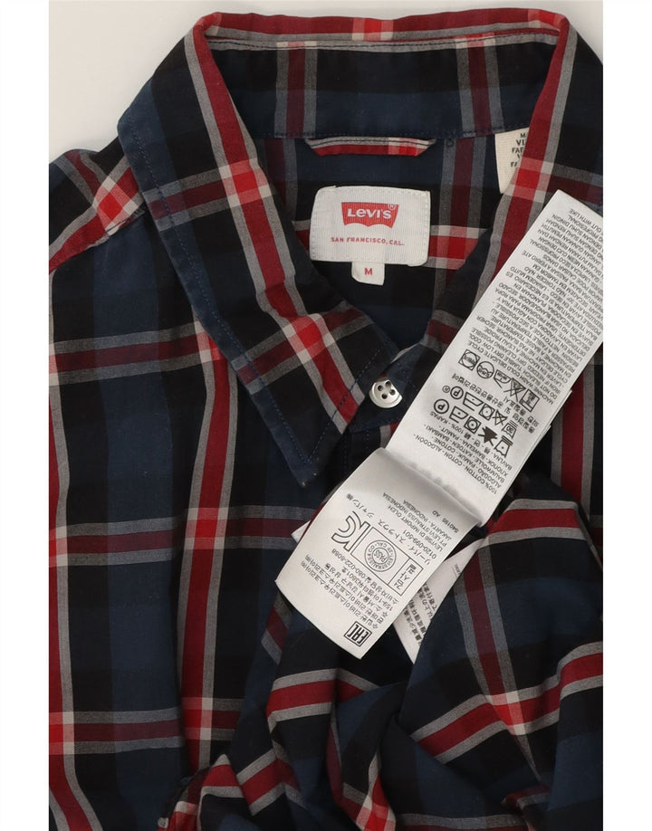 Levi's Mens Shirt Medium Navy Blue Check Cotton