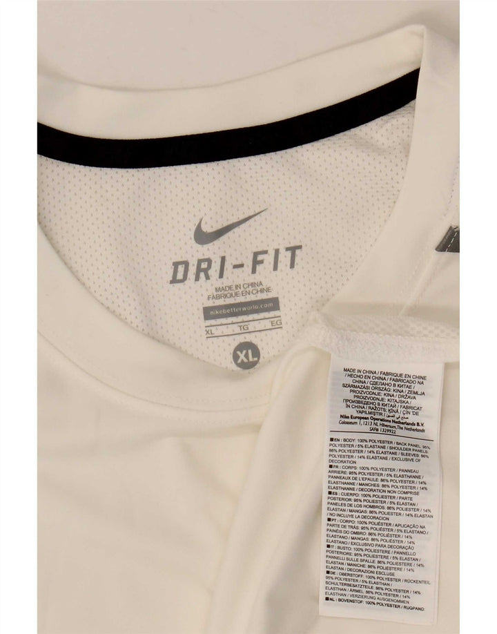 Nike Mens Dri Fit T-Shirt Top XL White Polyester
