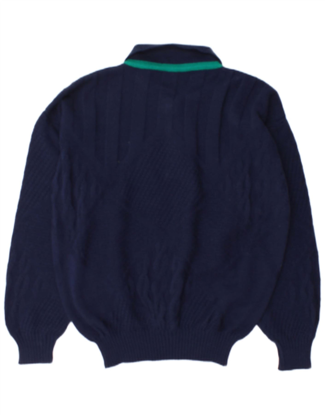 Vintage Mens Polo Neck Jumper Sweater Large Navy Blue Wool