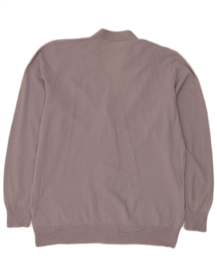 Jaeger Damen-Cardigan-Pullover UK 14 Mittelviolette Lammwolle