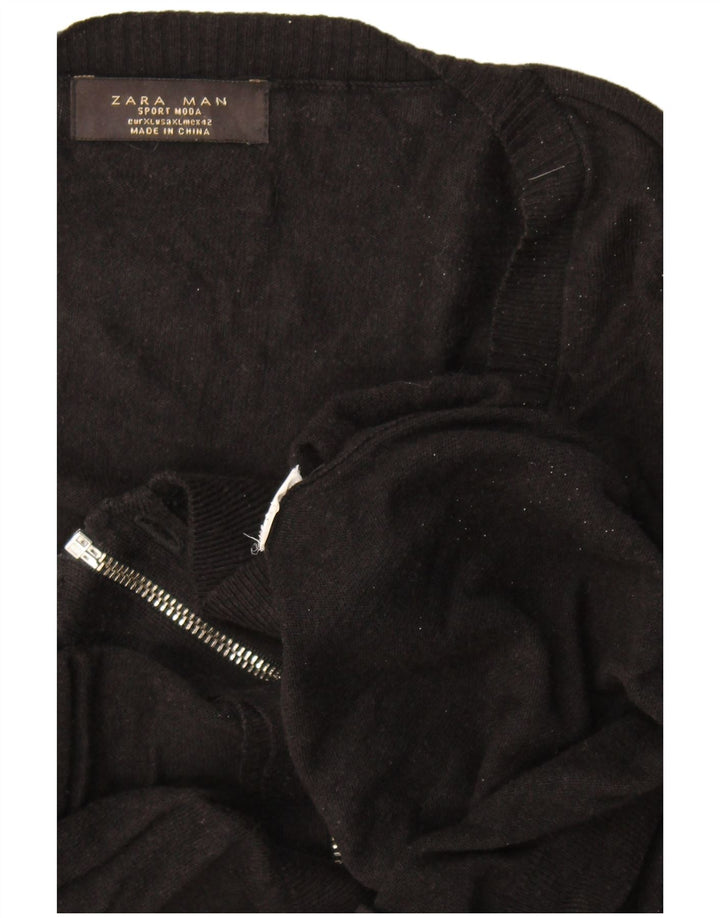 Zara Mens Cardigan Sweater XL Black