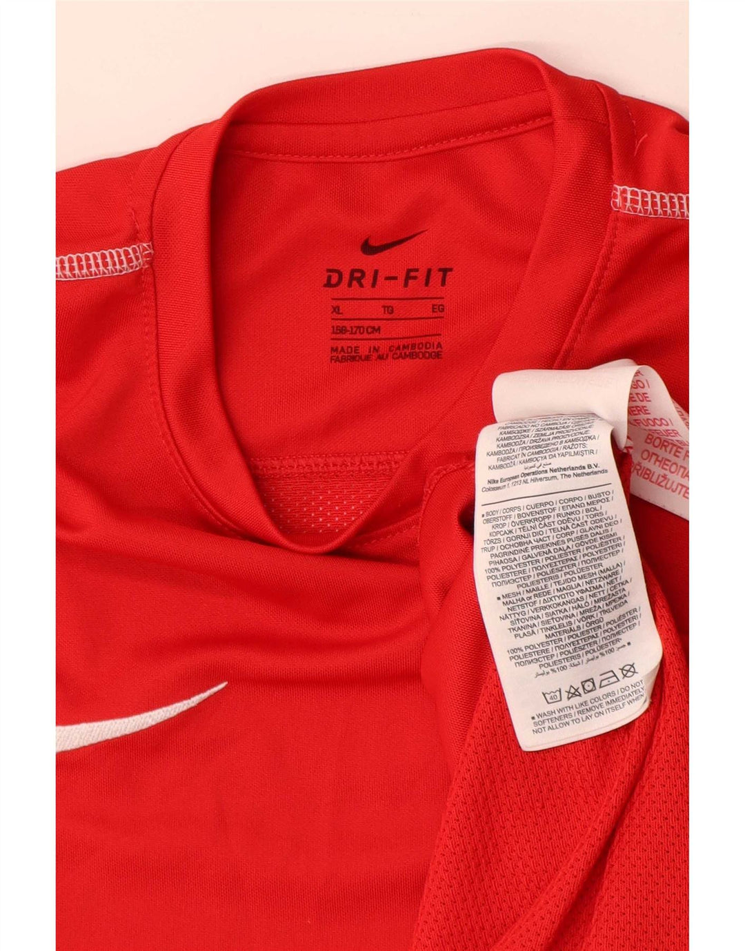 Nike Boys Dri Fit T-Shirt Top 13-14 Years XL Red Polyester