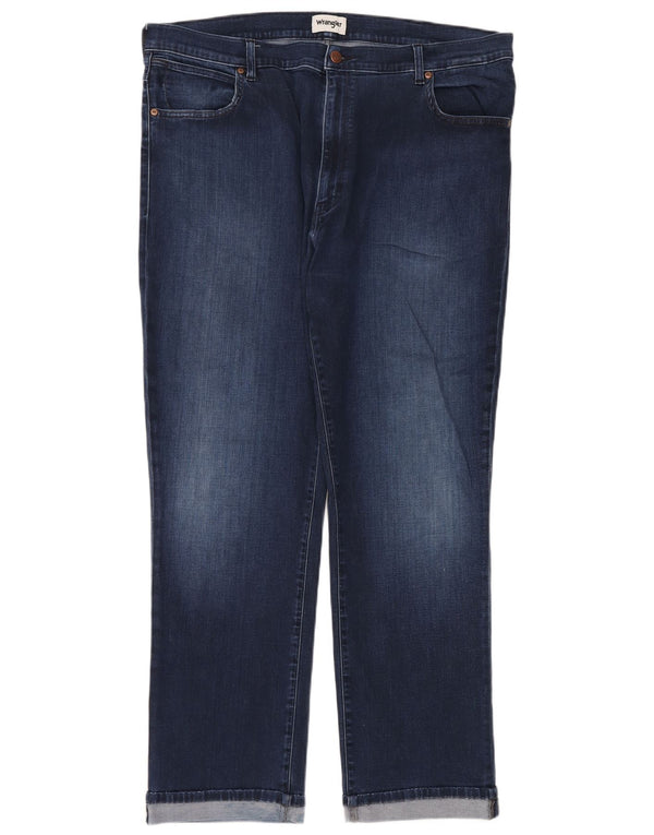 Wrangler Mens Texas Straight Jeans W44 L32 sötétkék pamut