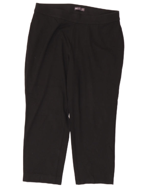 Marks & Spencer Dame Cropped Trousers UK 16 Large W34 L24 Black Viscose