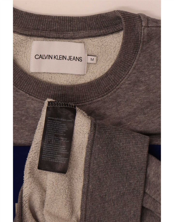 Calvin Klein Jeans Womens Graphic Sweatshirt Jumper UK 14 Medium Grey